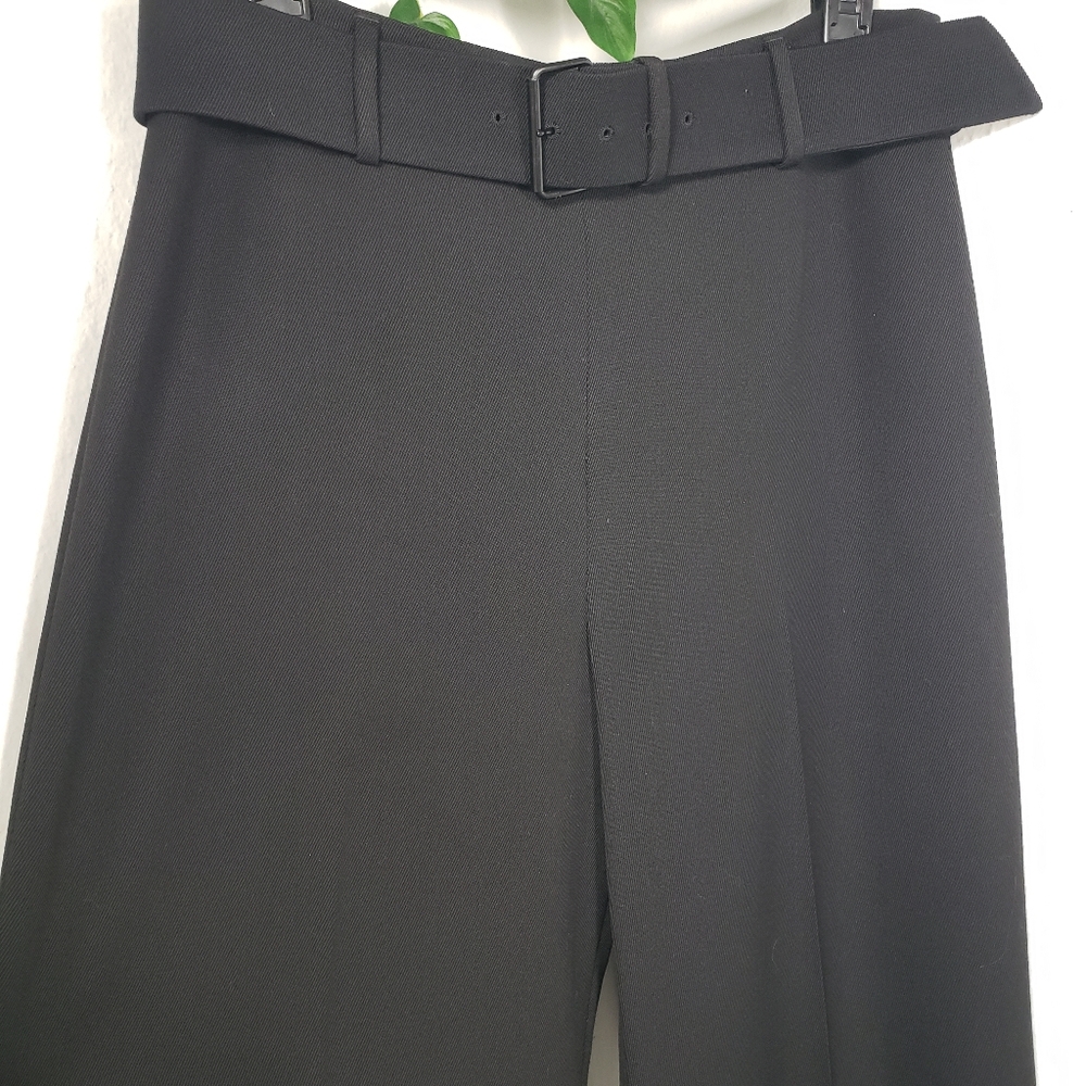 Akris Black Straight Wide Leg Belt Long Tall High Waist Minimalist Luxury 10